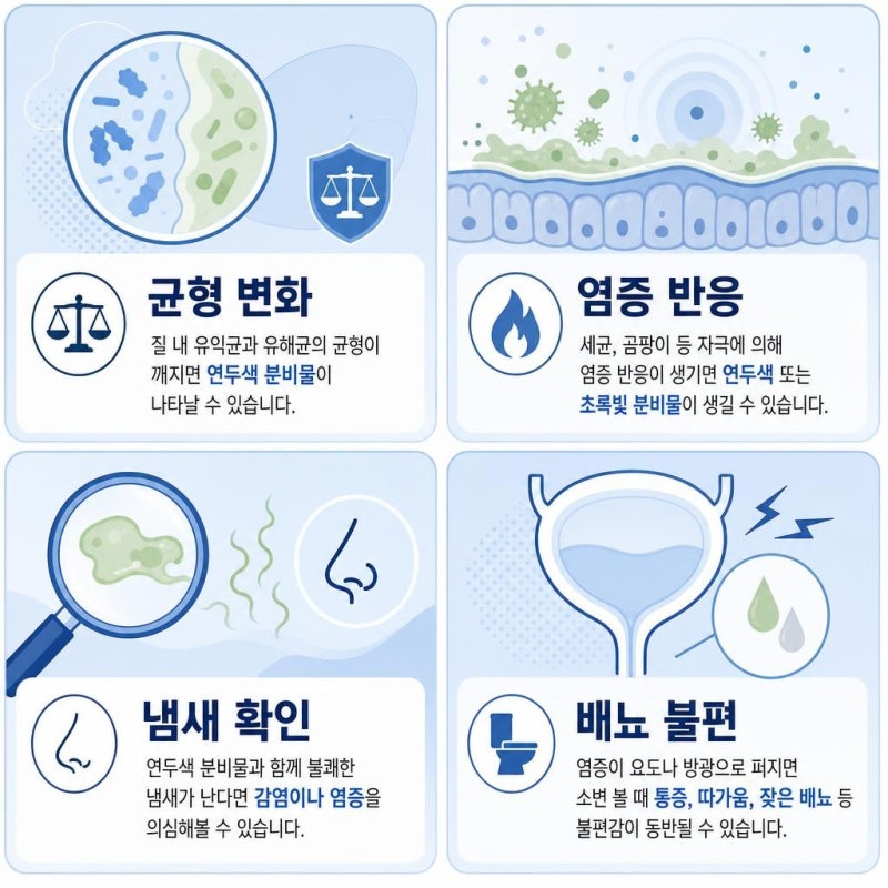 부천역산부인과 냉 색깔로 보는 질염 종류 (흰색·노란색·녹색·회색)