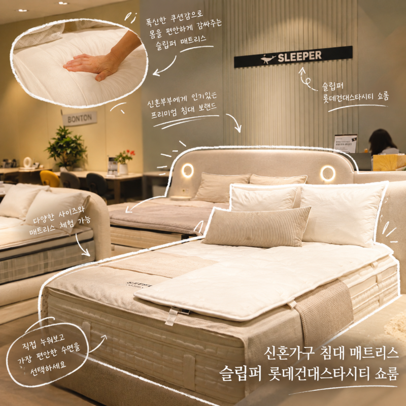 건대입구역 롯백 침대매트리스추천 '슬립퍼쇼룸롯데건대스타시티점' SLEEPER팝업 신혼가구 부....