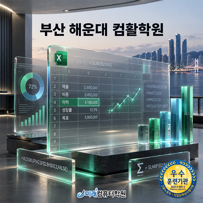 [부산 해운대 컴활 자격증] 오전·오후·야간·주말반 개설! 국민내일배움카드 수강료 지원