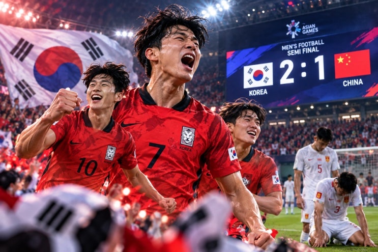 <b>아시안게임</b> 축구 대한민국 중국 2-1 역전승｜배준호 <b>결승골</b>, 4연패까....