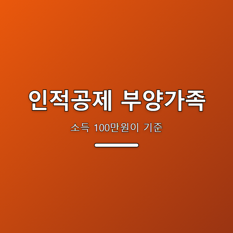 인적공제 부양가족 기준, 소득 100만원입니다