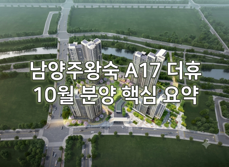 남양주왕숙 A17 블록 10월 분양 예정, 예상분양가 및 청약자격 요약