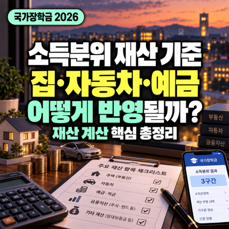 국가장학금 소득분위 재산 기준 2026, 집·자동차·예금은 얼마나 반영될까?