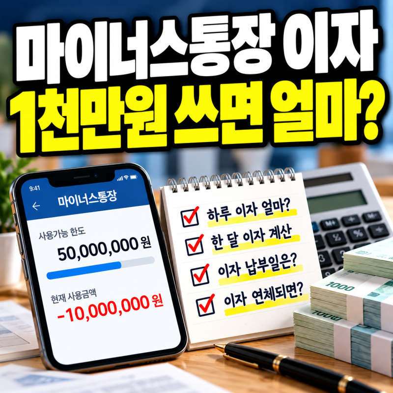 마이너스통장 이자 계산 어떻게 할까? 하루·한 달 이자와 납부방법