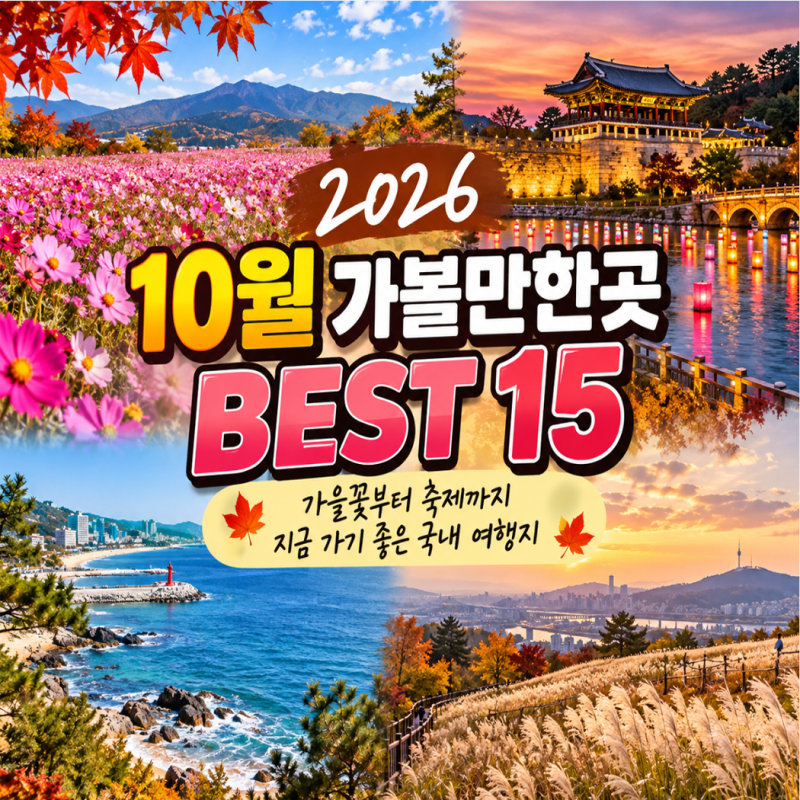 2026 10월 가볼만한곳 BEST 15｜가을꽃부터 축제까지 지금 가기 좋은 국내 여행지