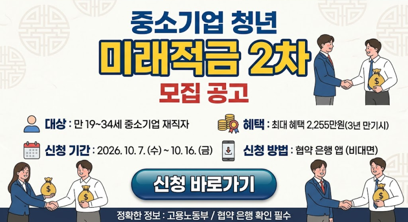 중소기업 재직자 청년미래적금2차 신청방법 계좌개설 신청기간 알아보기
