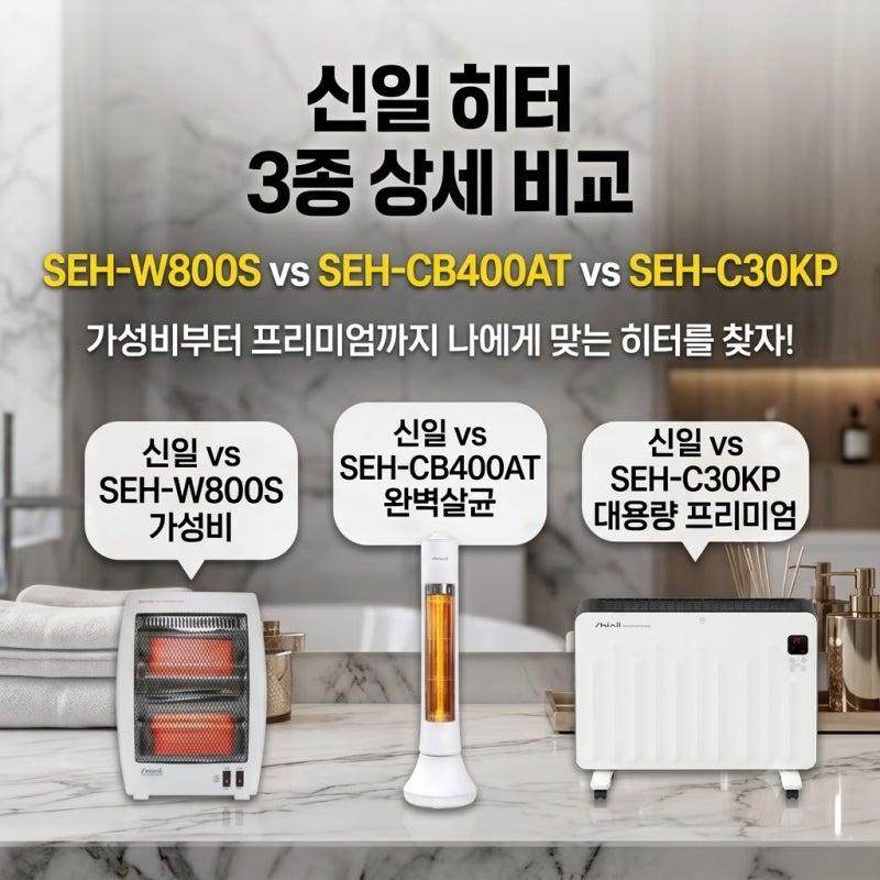 신일 히터 3종 비교, 석영관·카본·컨벡터 뭐가 다를까?