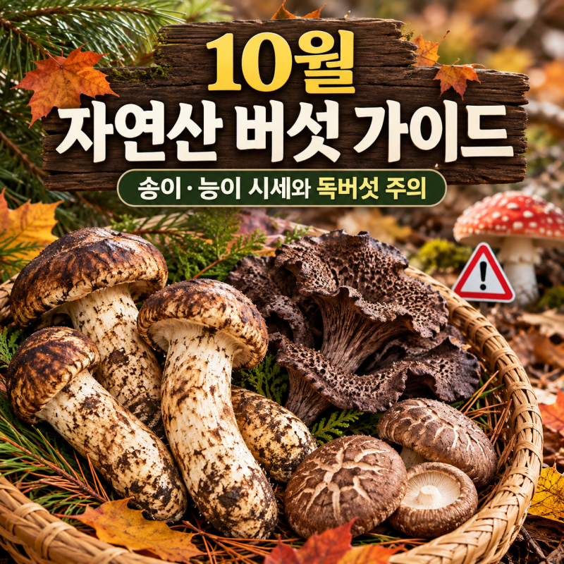 2026년 10월 자연산 버섯 시장 가이드｜송이·능이 시세와 등급, 독버섯 사고 예방법