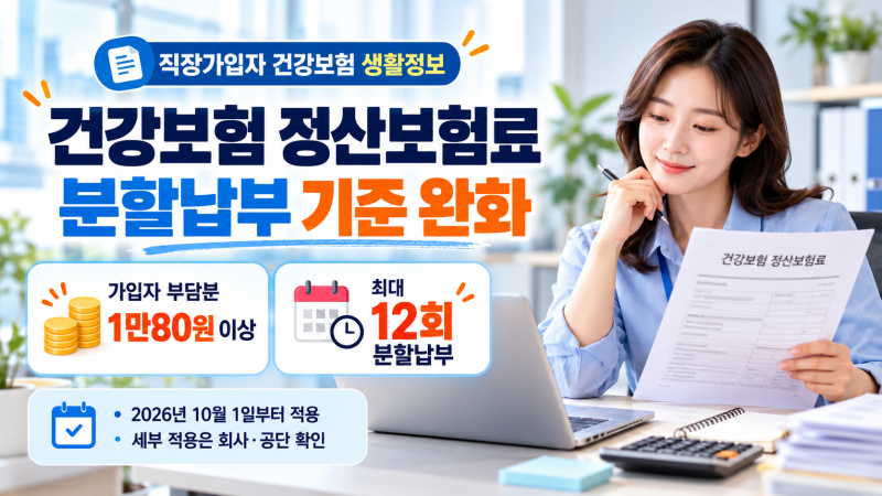 건강보험 정산보험료 분할납부, 1만80원 이상이면 최대 12회 가능｜대상·신청 방법 정리