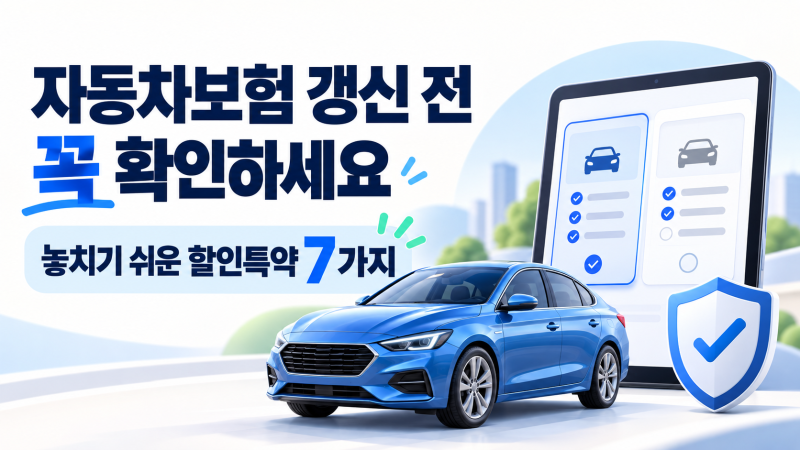 자동차보험 갱신 할인 팁 총정리｜꼭 챙겨야 할 할인특약 7가지