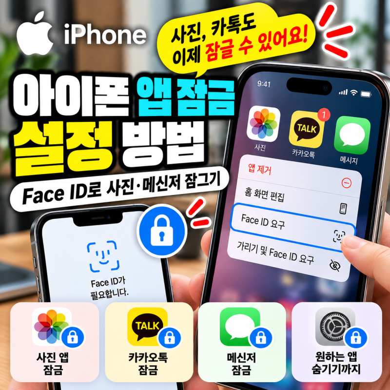 아이폰 앱 잠금 설정 방법｜Face ID로 사진·메신저 잠그기