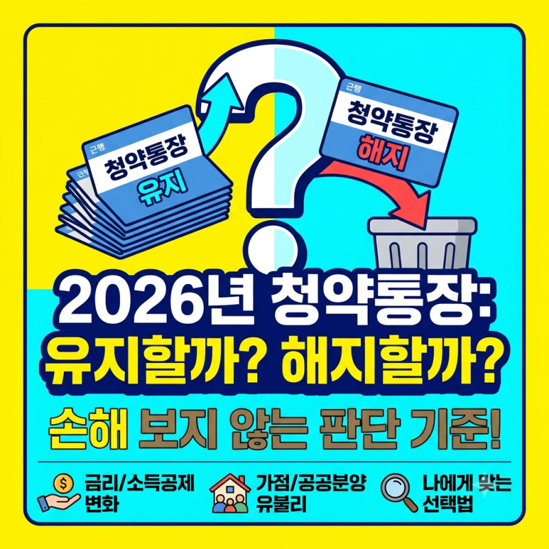 청약통장 계속 유지해야 할까? 2026년 기준 유지·해지 판단법