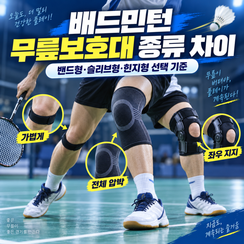 배드민턴 무릎보호대 종류 차이｜밴드형·슬리브형·힌지형 선택 기준