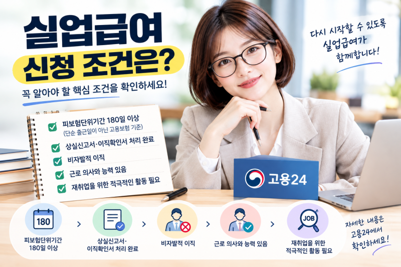 실업급여 신청방법 총정리｜2026년 고용24 신청조건부터 지급절차까지