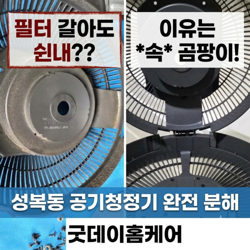 필터 갈아도 쉰내 폴폴? 성복동공기청정기청소 현장 공개 - 경남아너스빌 LG 퓨리케어 2대 분....