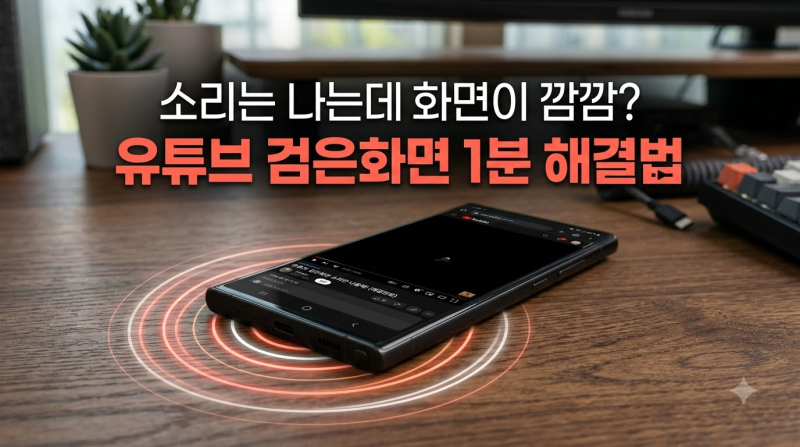 "소리는 나는데 화면이 새까맣네?" 스마트폰 유튜브 검은 화면·무한 로딩 1분 해결법: 앱 캐....