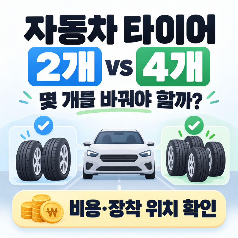 자동차 타이어 4개 한꺼번에 바꿔야 할까? 2개만 교체할 때 비용·위치