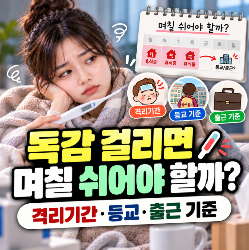 독감 걸리면 며칠 쉬어야 할까? 격리기간·등교·출근 기준