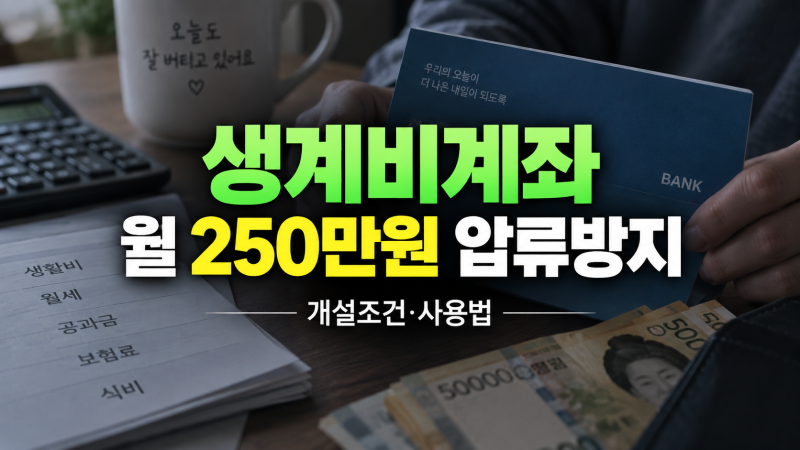 생계비 계좌 개설 조건과 월 250만원 압류방지 통장 사용법 정리