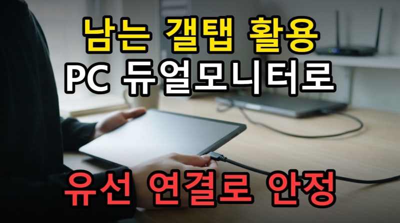 남는 갤럭시탭 Spacedesk로 PC 듀얼모니터 활용하기, USB 유선 연결 방법