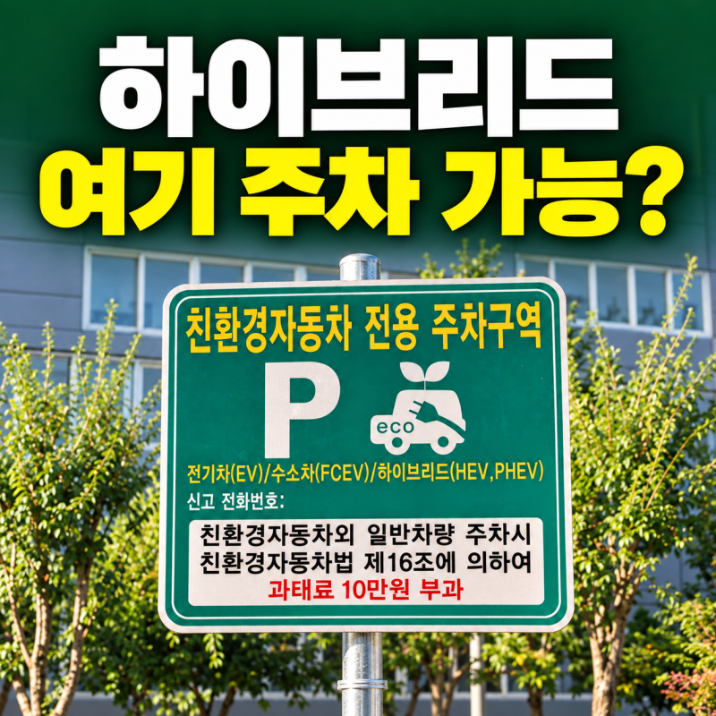 하이브리드 친환경차 전용주차구역 주차 가능할까? 전기차 충전구역과 차이 정리