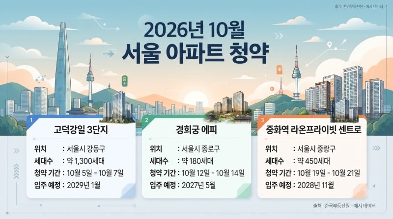 10월 아파트 청약 어디 나오나｜2026 서울·경기·인천 분양일정 한눈에 보기