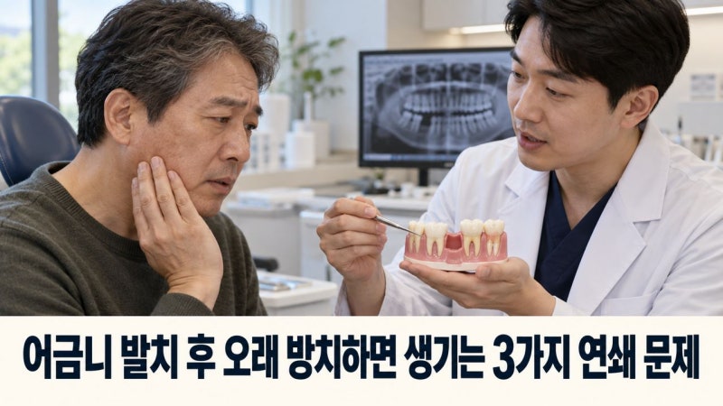 어금니 발치 후 임플란트 안 하고 오래 방치하면 생기는 3가지 연쇄 문제