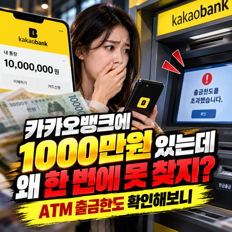 “카카오뱅크에 1000만원 있는데 왜 한 번에 못 찾지?”… ATM 출금한도 확인해보니