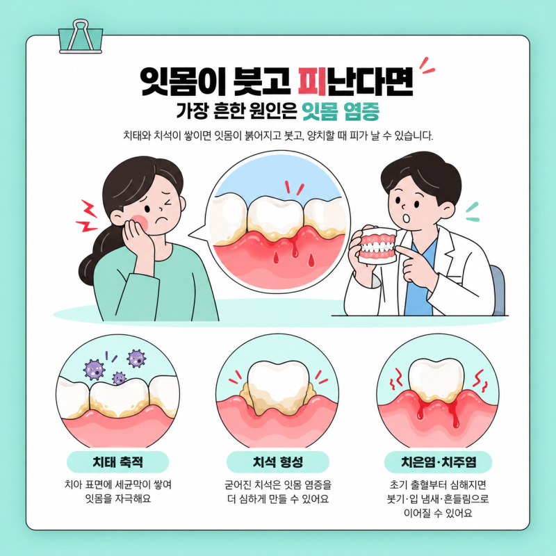 갑자기 잇몸 부음 피까지 난다면? 원인 알아보기