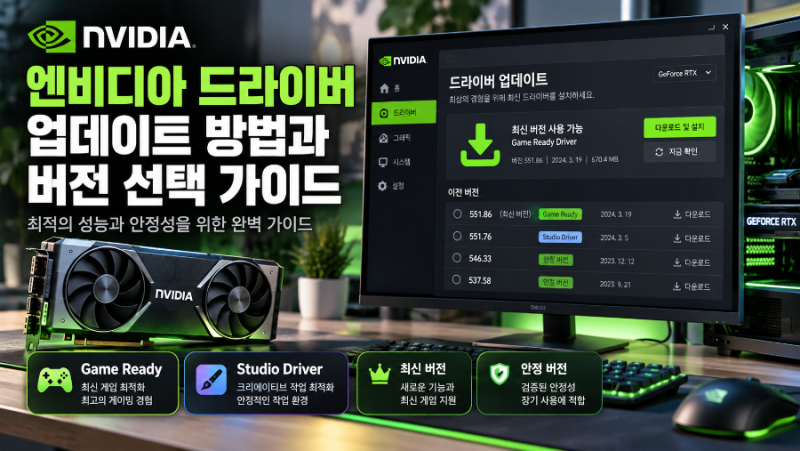 엔비디아 드라이버 업데이트 방법과 버전 선택 가이드
