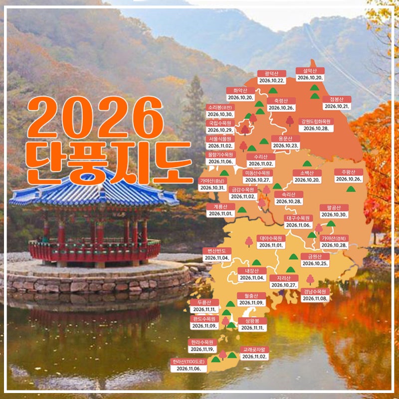 부산출발 단풍여행 2026 대한민국 단풍지도｜가을 단풍여행 언제 떠나야 할까? 부산테마여행....