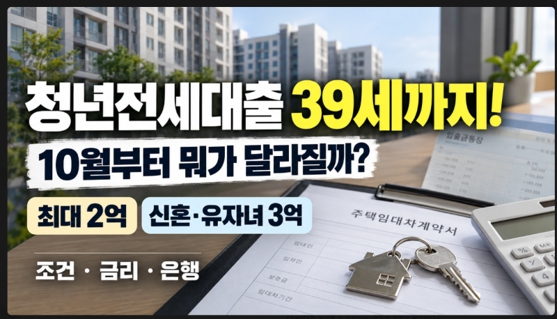 [청년 전세대출]10월부터 연령 확대- 만 34세에서 만 39세 이하로..