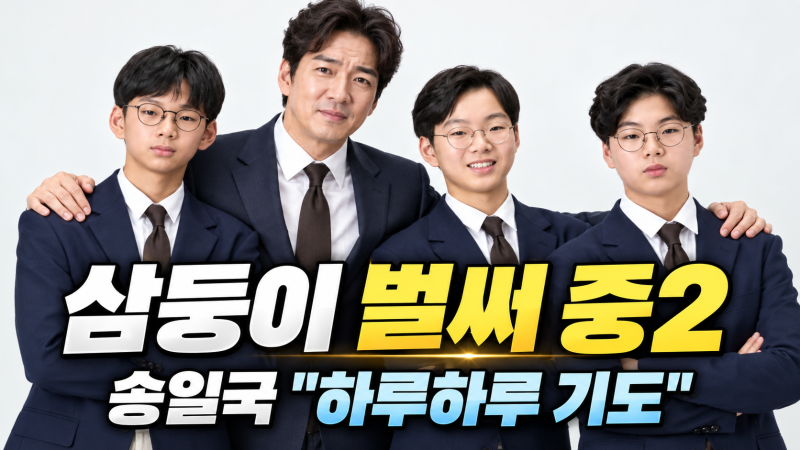 “대한민국만세가 벌써 중2?” 송일국 결국 한숨…180cm 넘긴 삼둥이, “하루하루 기도”