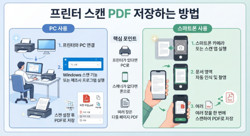 프린터 스캔 PDF 저장하는 방법, PC·스마트폰 둘 다 정리했습니다