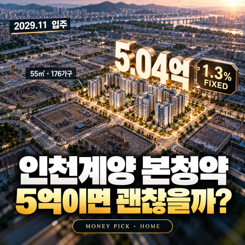 인천계양 신혼희망타운 A17 본청약｜전용 55㎡ 5억대, 연 1.3% 대출까지 따져보니