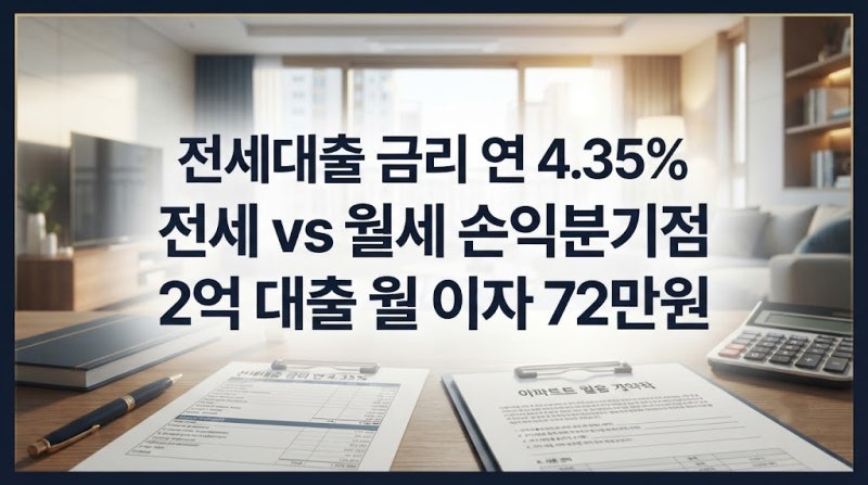 전세대출 2억 월 이자 72만원 돌파, 지금은 전세와 월세 중 뭐가 이득일까?