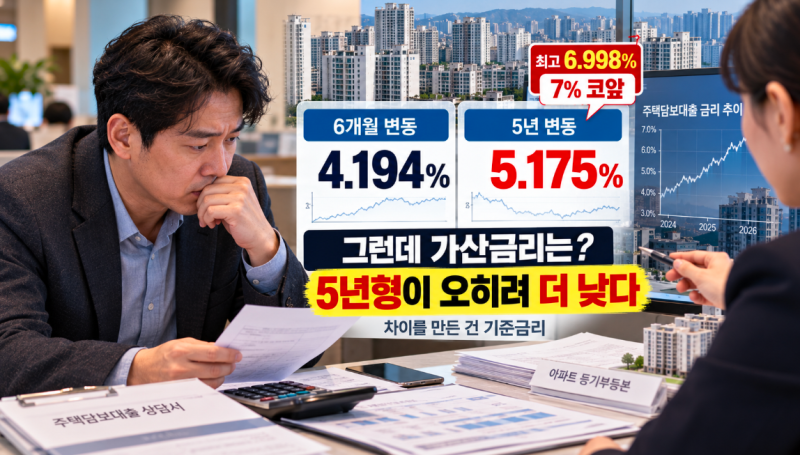 카카오뱅크 주택담보대출 금리, 6개월 4% 5년은 7%까지? 이렇게 벌어지는 이유는?