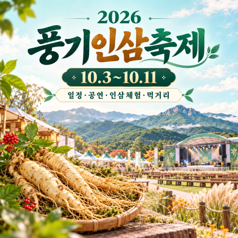 2026 풍기인삼축제 일정 초대가수 인삼캐기 먹거리 주차 총정리