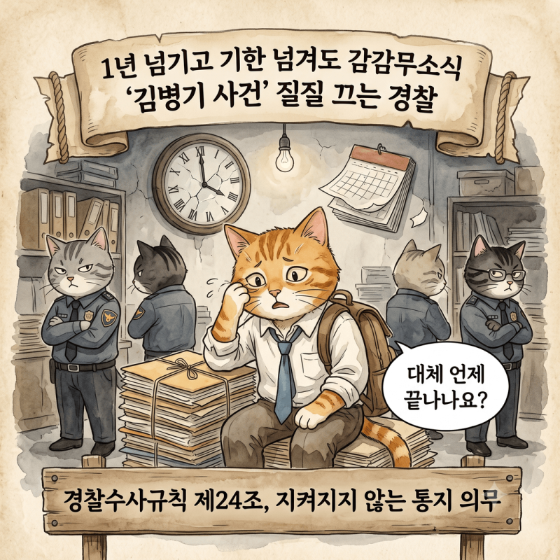 년 넘기고 기한 넘겨도 감감무소식인 김병기 사건, 경찰수사규칙 제24조 진행상황 통지 의무....