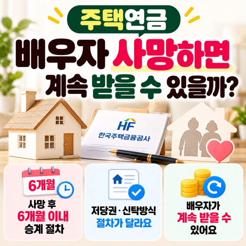 주택연금 가입자 사망 시 배우자 승계｜6개월 기한·상속 절차