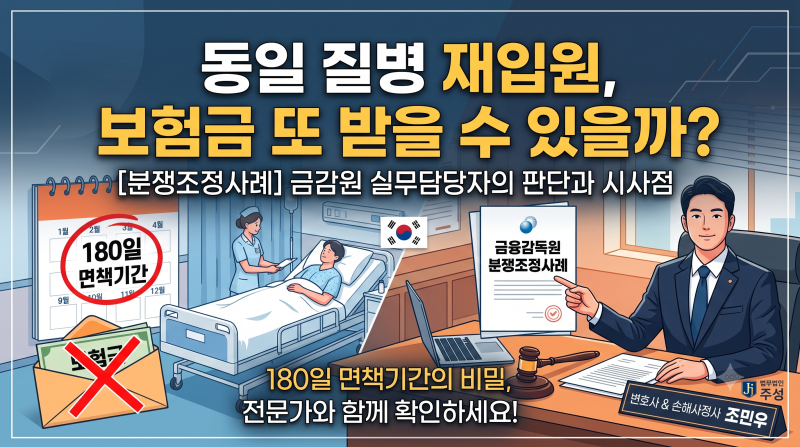 [금융감독원 분쟁조정] 동일 질병 재입원 시 입원보험금 면책기간(180일) 산정 기준과 주의사....