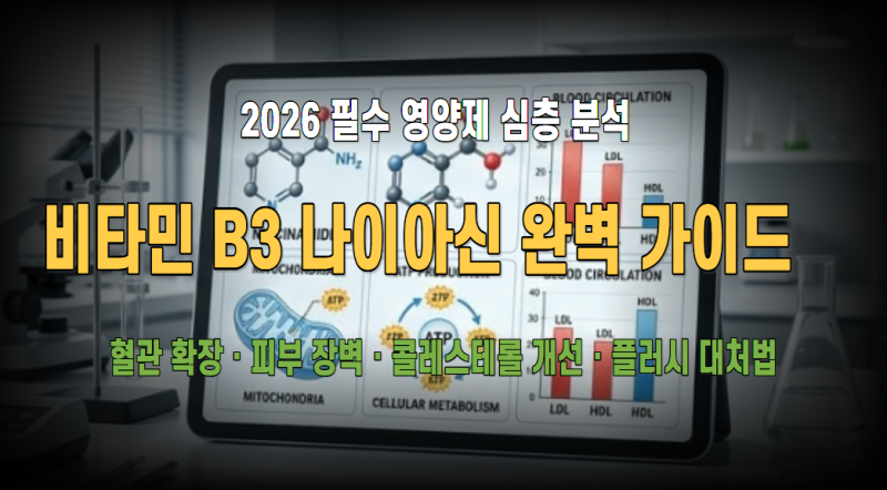 비타민B3(나이아신) 2026 완전정복 : 혈관 확장·피부 장벽 강화부터 콜레스테롤 개선 효능까지....
