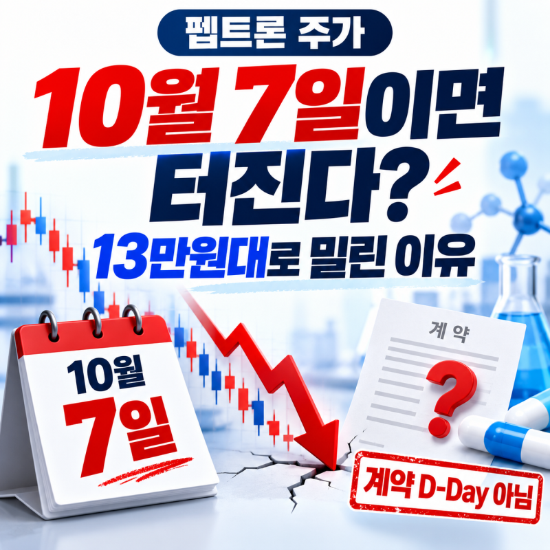 “10월 7일이면 터진다?” 펩트론 주가 13만원 추락, 시장은 왜 먼저 팔았을까