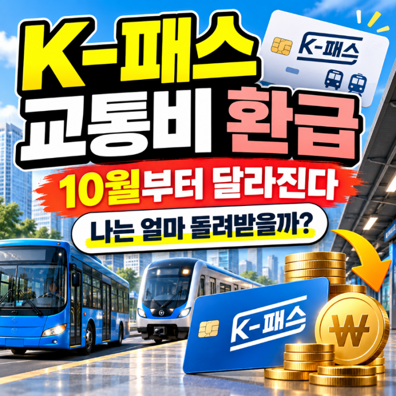 K패스 모두의카드 환급 얼마 받을까? 10월부터 달라지는 2026 대중교통비 환급 총정리