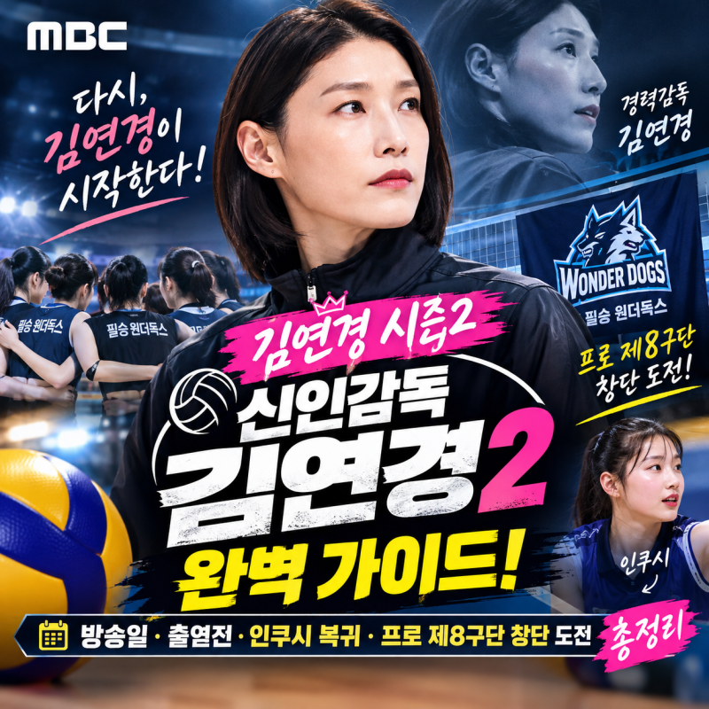 MBC ‘신인감독 김연경2’ 완벽 가이드! 방송일·출연진·인쿠시 복귀·프로 제8구단 창단 도전....