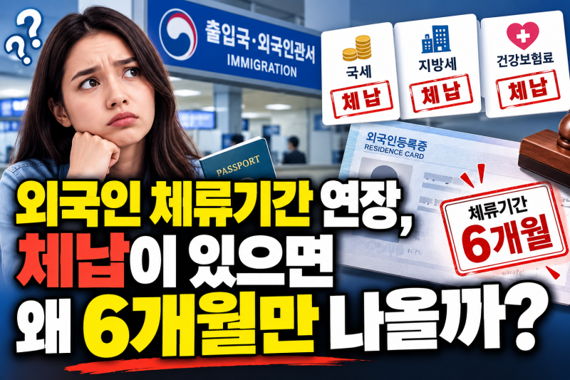 외국인 체류기간 연장, 세금·건강보험료 체납이 있으면 왜 6개월만 나올까?