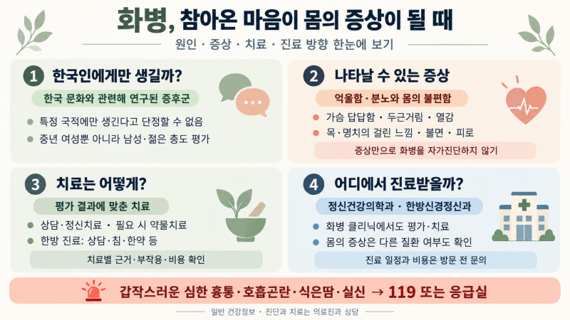 화병은 한국인에게만 생길까?｜억울함이 몸의 증상이 될 때, 원인·치료·진료기관 정리