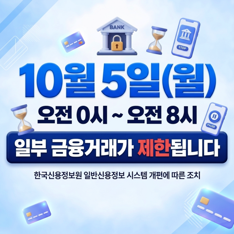 "새벽에 대출·카드 발급 안된다" 10월 5일 신용정보원 시스템 개편 총정리
