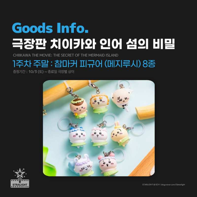 극장판 치이카와 인어 섬의 비밀 1주차 주말 특전 참마커 피규어(메지루시) 8종 지점 정보