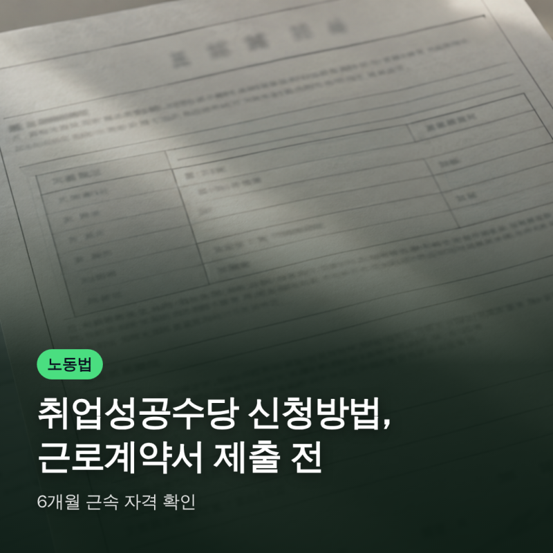 취업성공수당 신청방법, 근로계약서 제출 전 6개월 근속 자격 확인